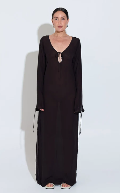 SARA FOX / ROUX LONG SLEEVE DRESS COCOA
