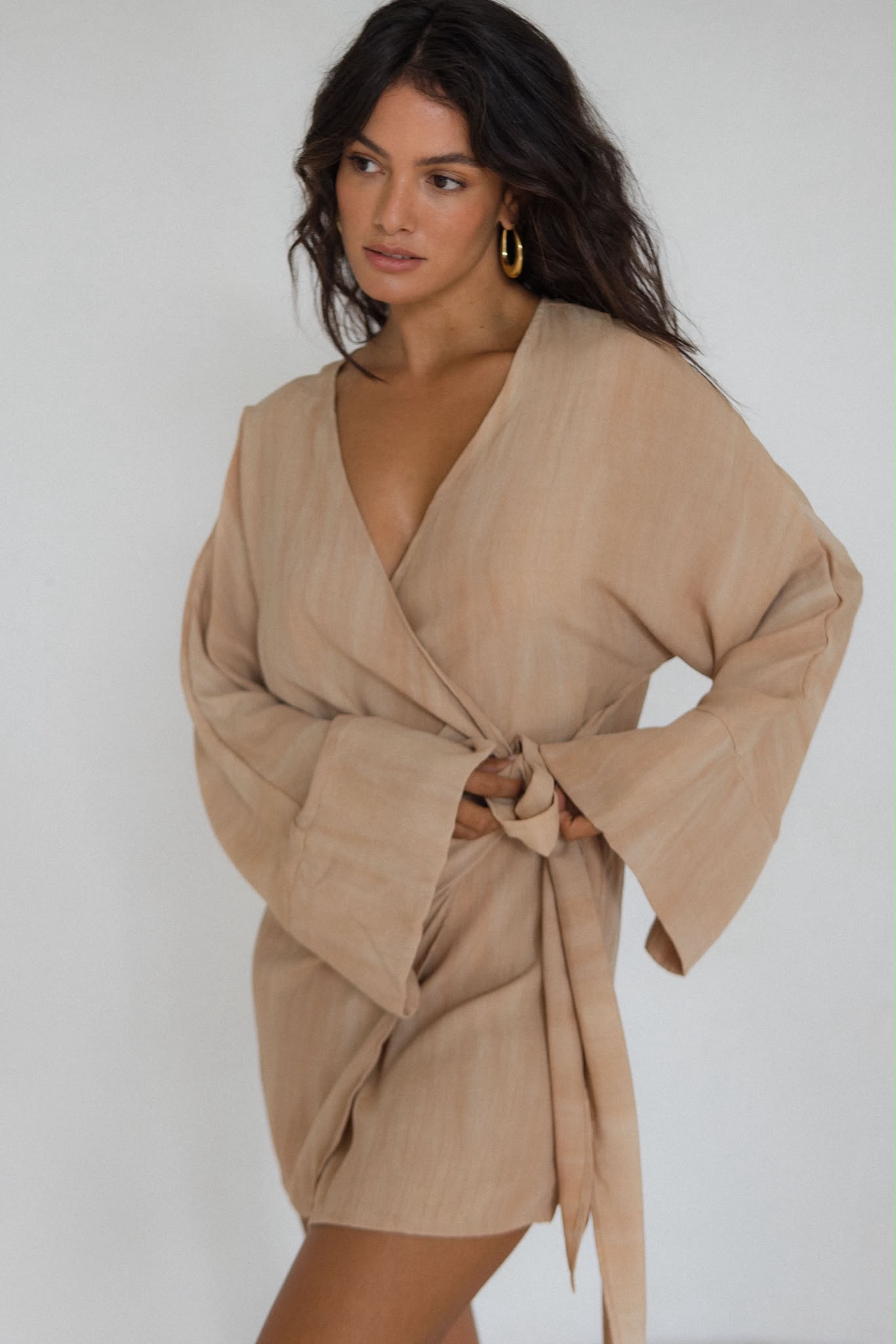 FRANK RAE / FRANCO WRAP DRESS Hazelnut