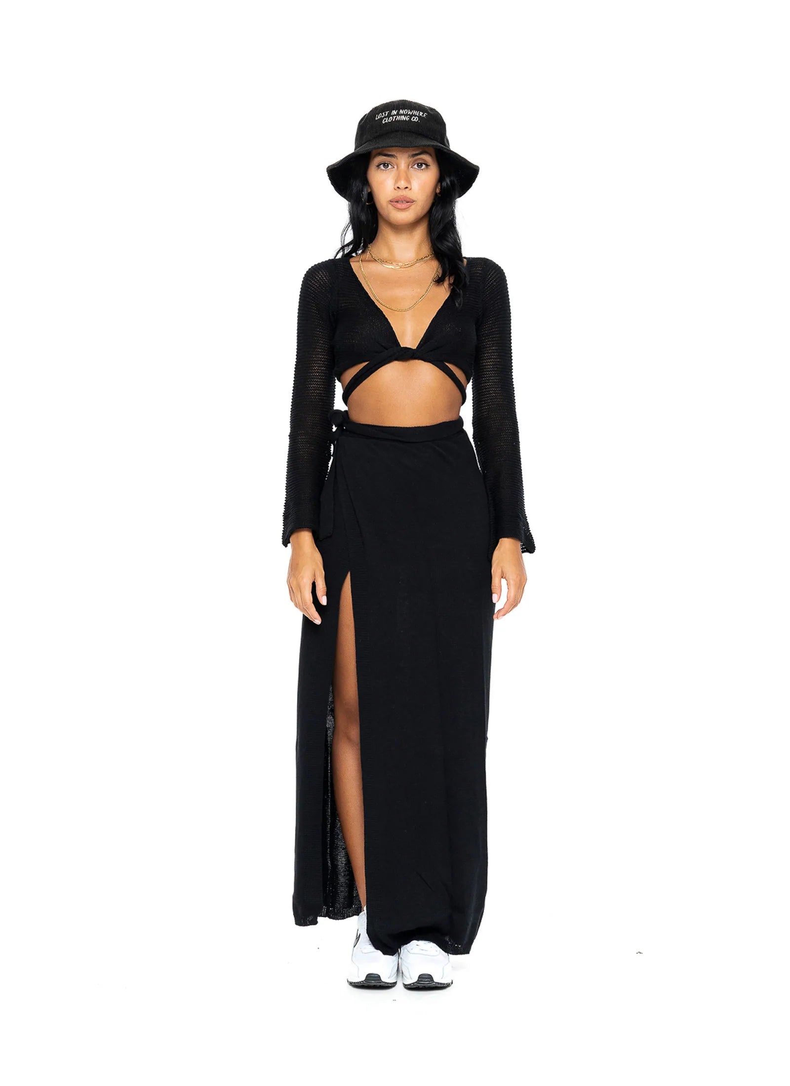 LOST IN NOWHERE / LUNA KNITTED MAXI WRAP SKIRT